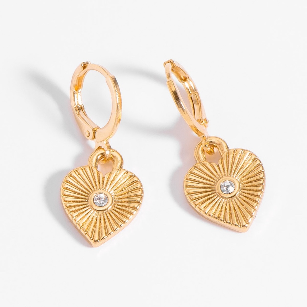 New Gold Plated Hoop Earrings with Crystal Stone